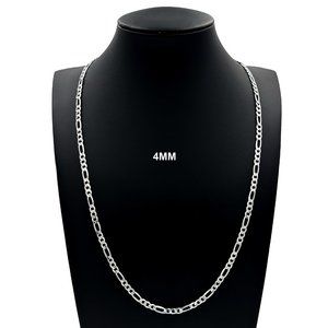 Real 925 SOLID Sterling Silver 4mm Figaro Link Chain Necklace 20" inch